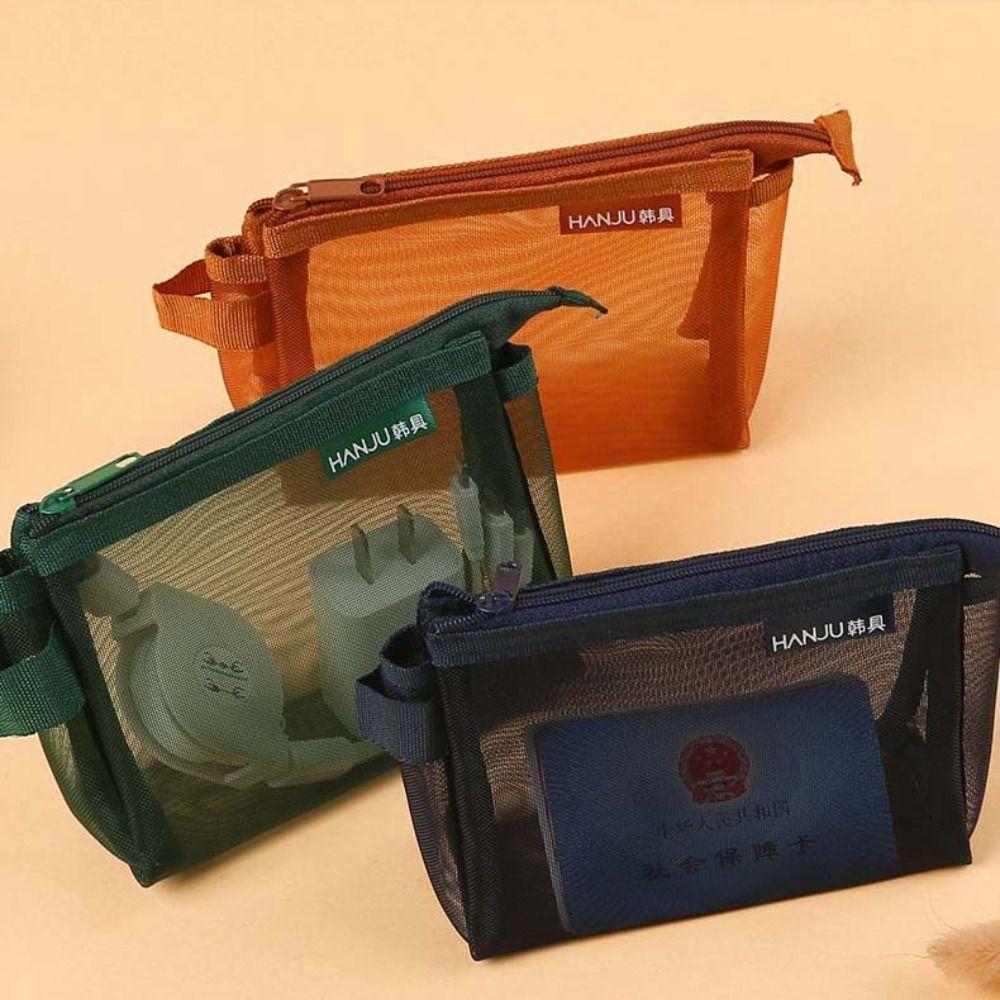 Lipstick Cosmetic Bag Clear Mesh Bag Coin Bags Retro Color Card Bag Portable Mini Coin Purse  Women