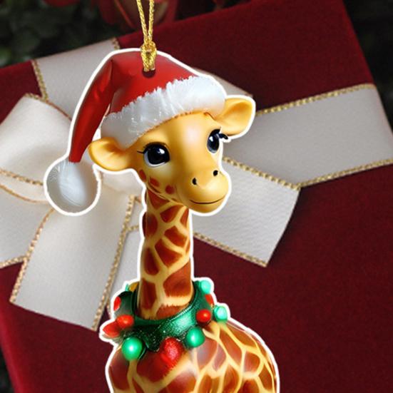 Giraffe Christmas Ornaments 2D Cartoon Giraffe Christmas Hanging Decor for Xmas Tree Acrylic Giraffe Gifts for Women Men