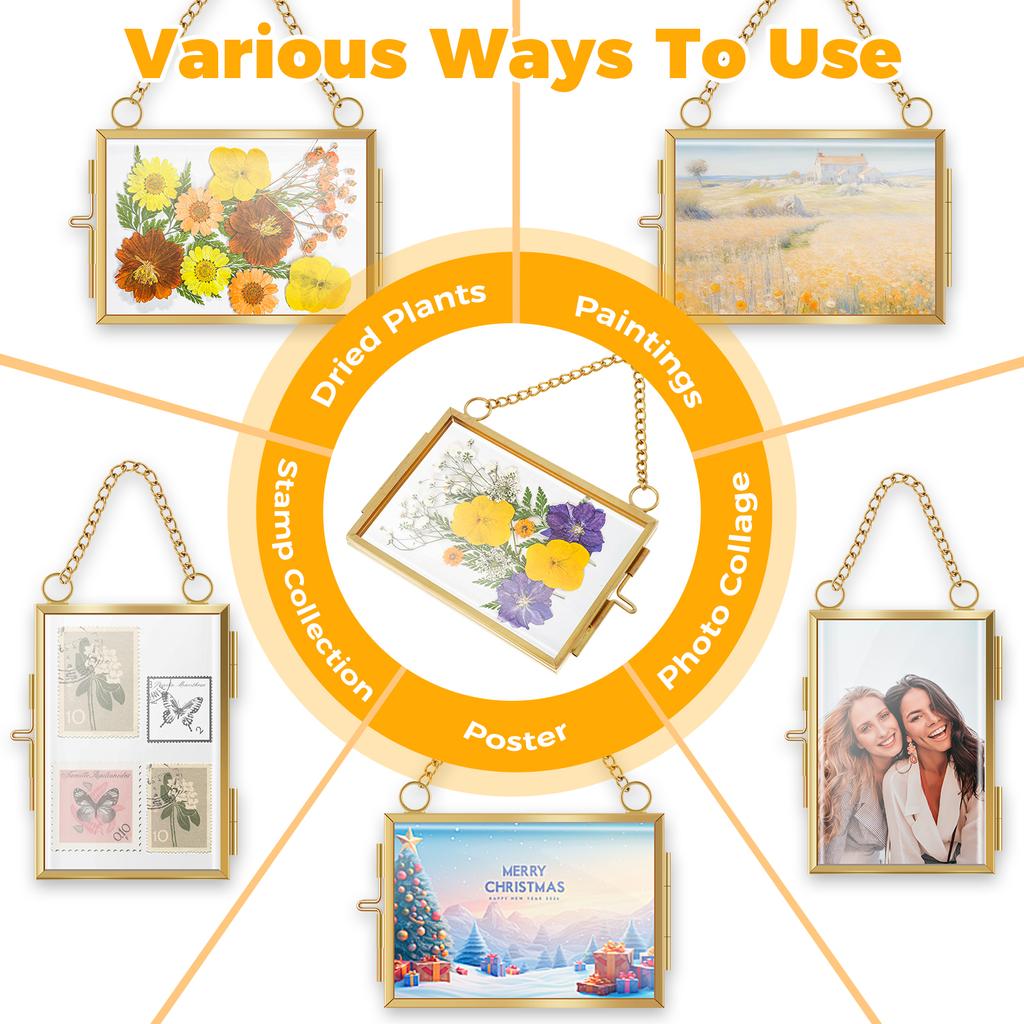 4Pcs Glass Frame Picture Hanging Frames Double Glass Frame Floating Photo Frame Wall Decor Pressed Flower Frames Home Decor