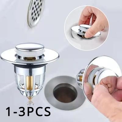 1-3PCS Bathroom Shower Sink Filter Plug, Hair Sink Filter, Kitchen Bathtub Plug, Rebound Press