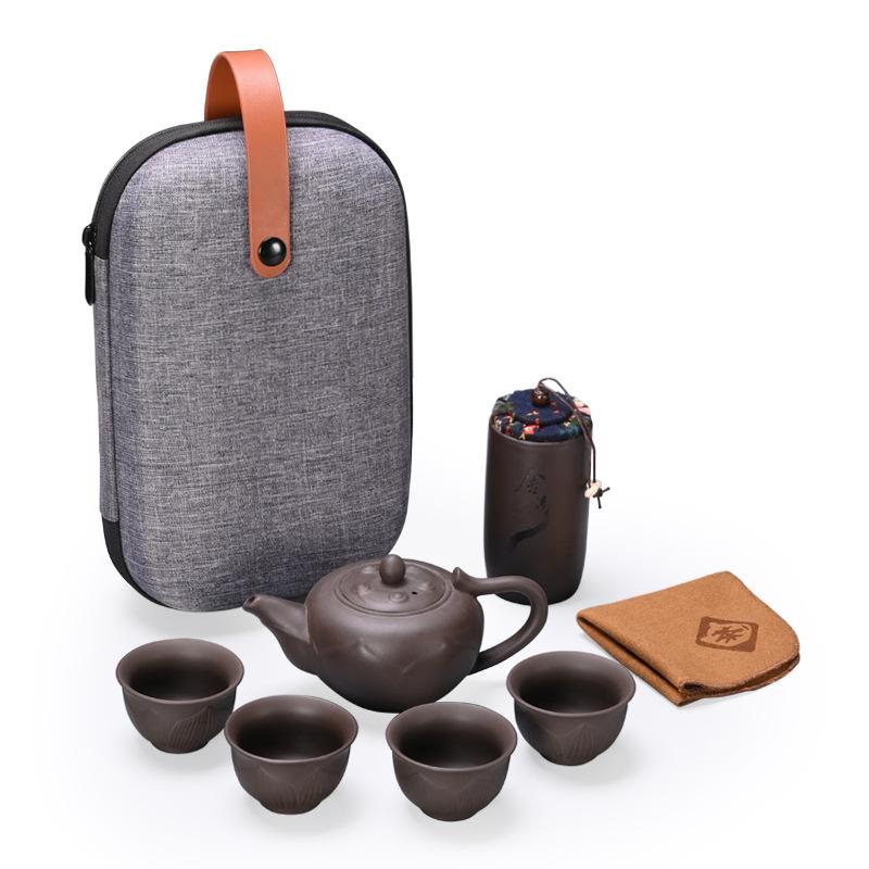 Purple Sand One Pot Four Cups Portable Tea Set Travel Tea Set Outdoor Car Express Cup Travel Tea Cup
