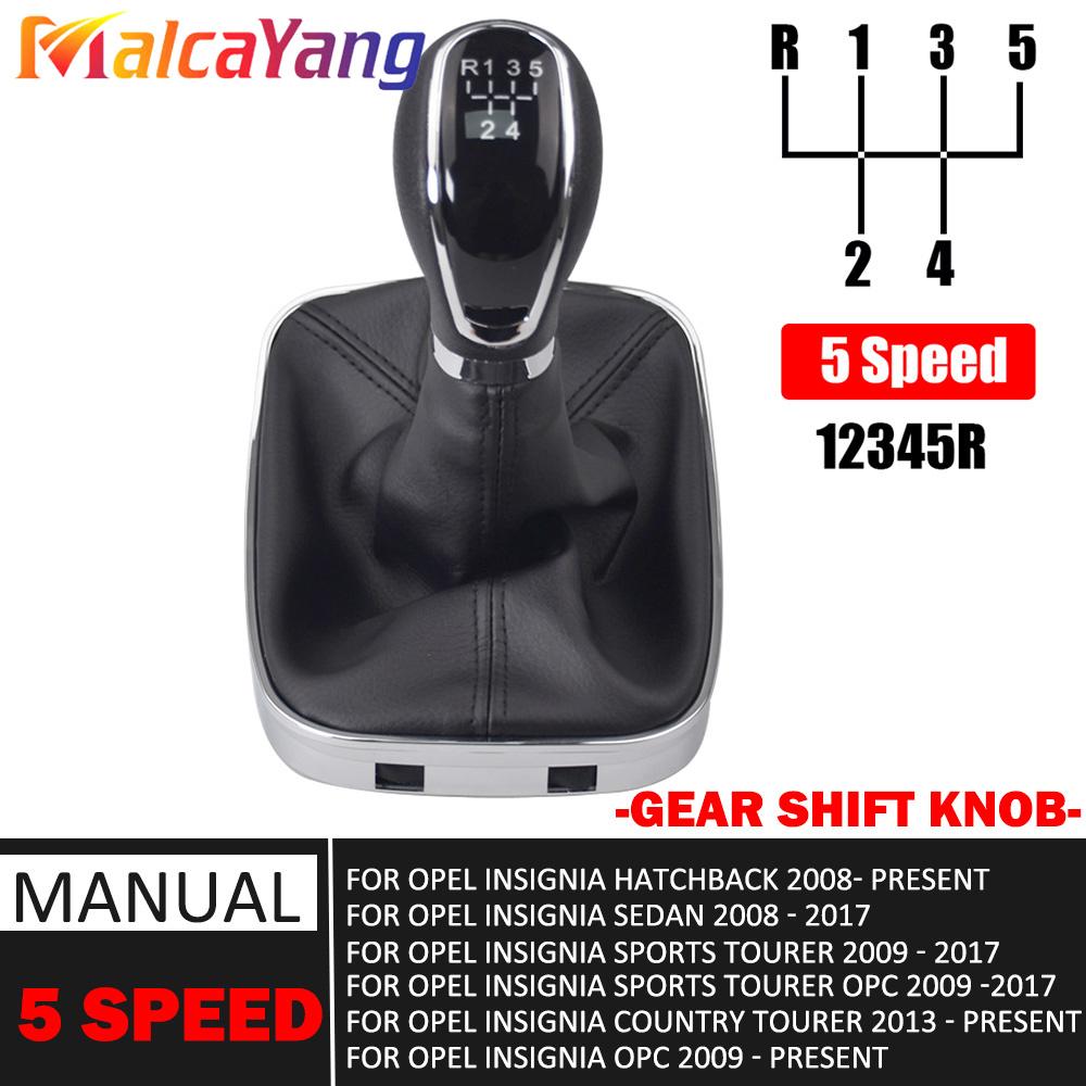 Black PU Leather Car Gear Shift Shifter Knob Lever Gaiter Boot Cover For Opel Vauxhall ignia 2008-2017 car styling 5 Speed