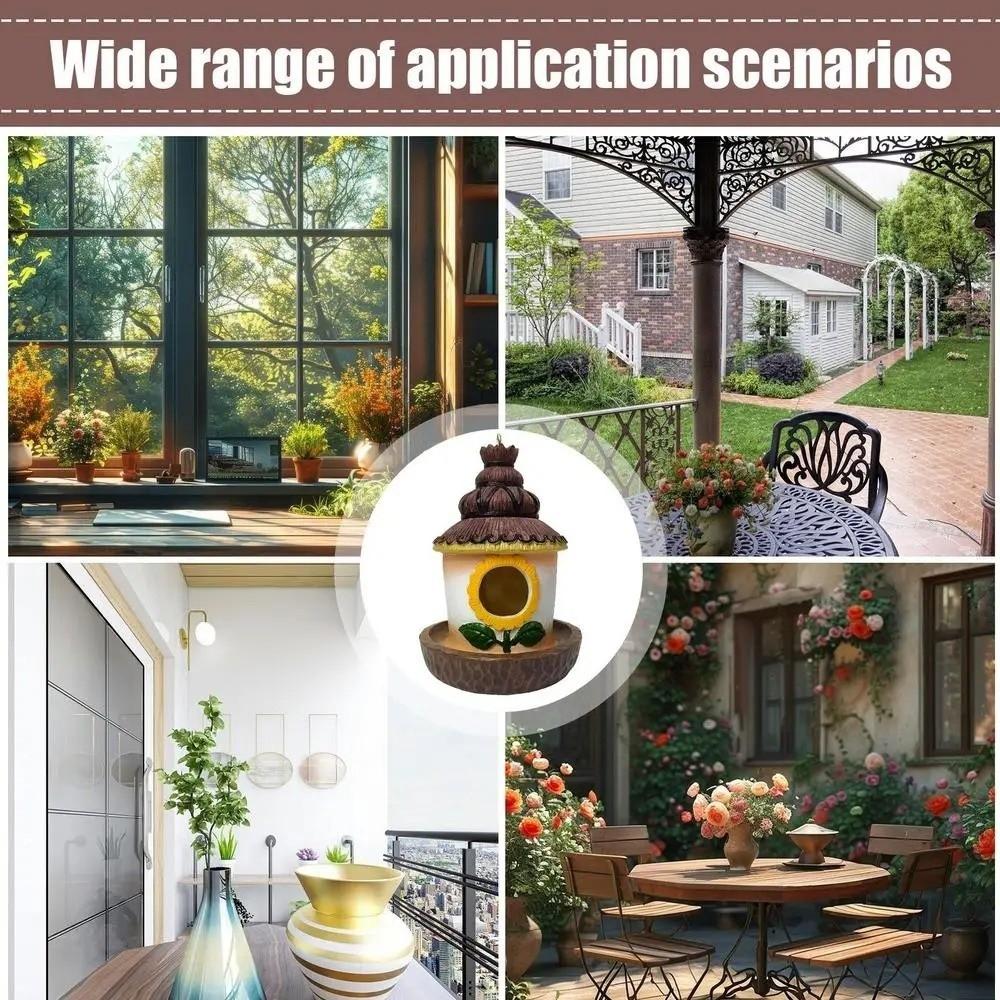 Weatherproof Outdoor Bird House Resin Crafts Feeder Hut Pet Cottage Wild Bird Nesting Box  Garden