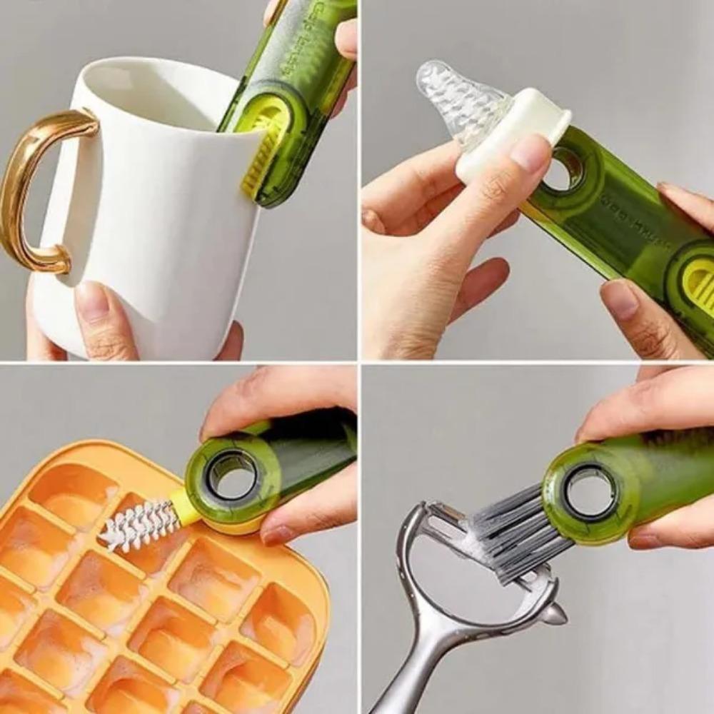 Brosse de Nettoyage Multifonctionnelle 3 en 1, Brosse de Détail pour Couvercle de Bouteille/Tasse 3 en 1, Outils Nettoyeur de Paille Multi-Fonctionnels