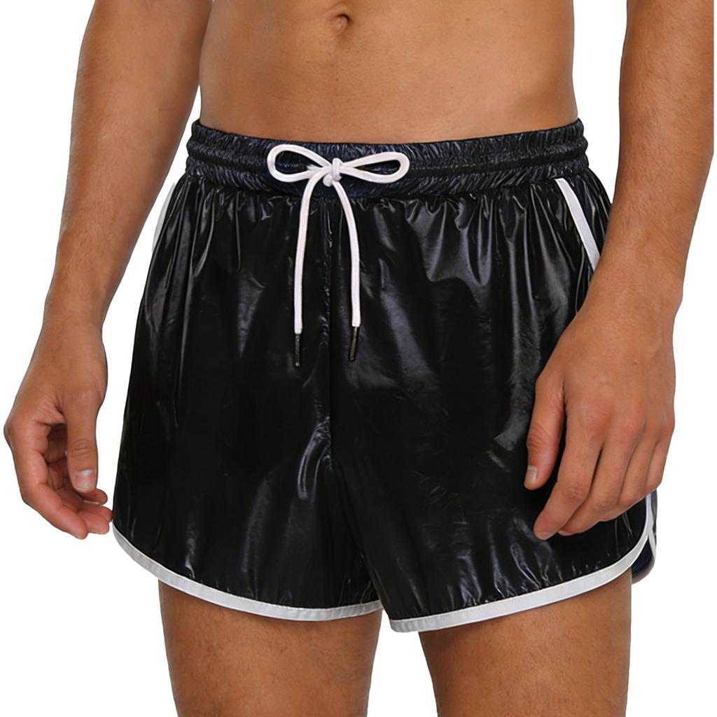 Herren Badehose Color Block Wasserdichtes Design Elastischer Bund Kordelzug Nähte Taschen Trainingsshorts