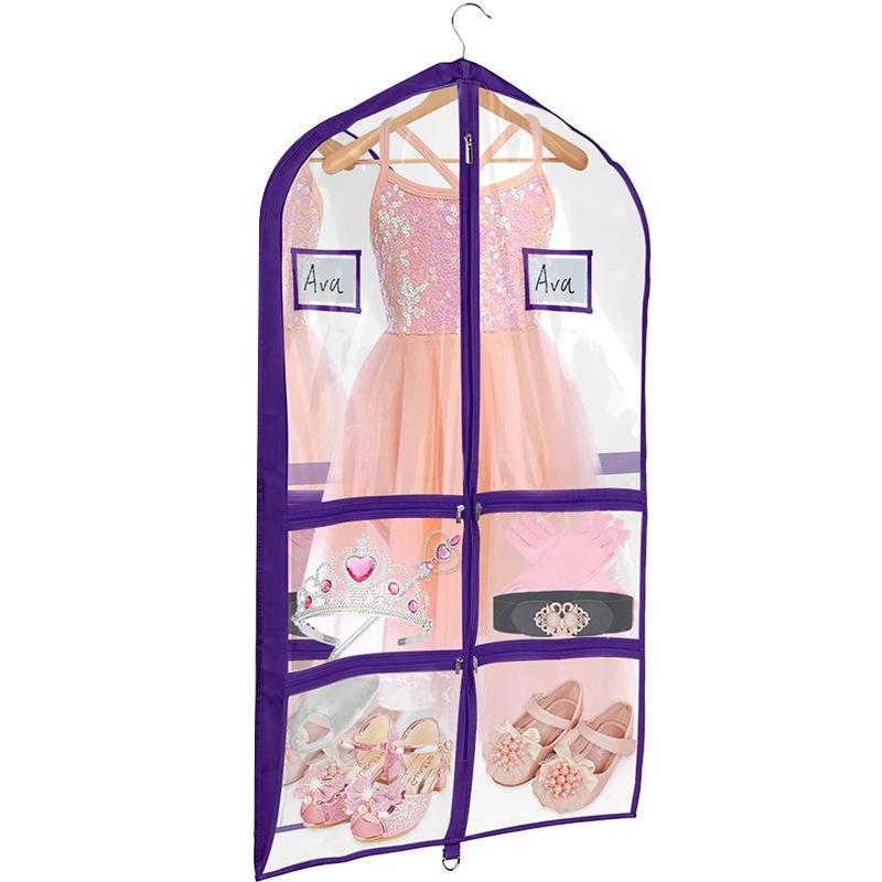 

Прозора сумка для танцювального костюма, 40 сумки для одягу для танцювальних костюмів, дитяча сумка для одягу для танців з 4 середніми кишенями на блискавці