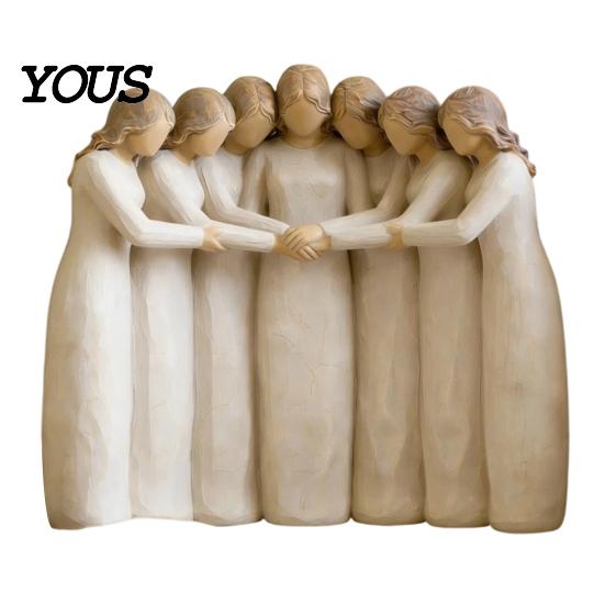 Sister Ornaments Four Women Friendship Figurine Decor, Sisterhood Statue Gift for Friends, Sisters Decorative Home and Moms, Faceless