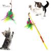 Puntos Pet Cat Puppy Teaser Bell Feather Zasouvací hůl Zábavná interaktivní hračka