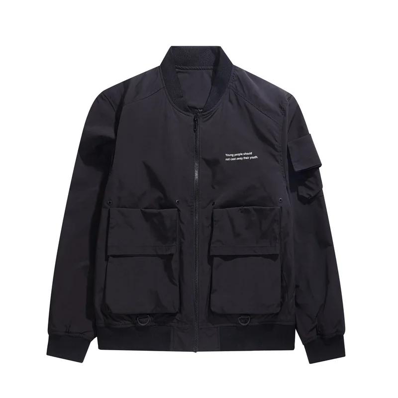 

Men s Jacket Jacket Multi-pocket Casual Workwear Pilot Men s Baseball Uniform Short Jacket XXXL чорний