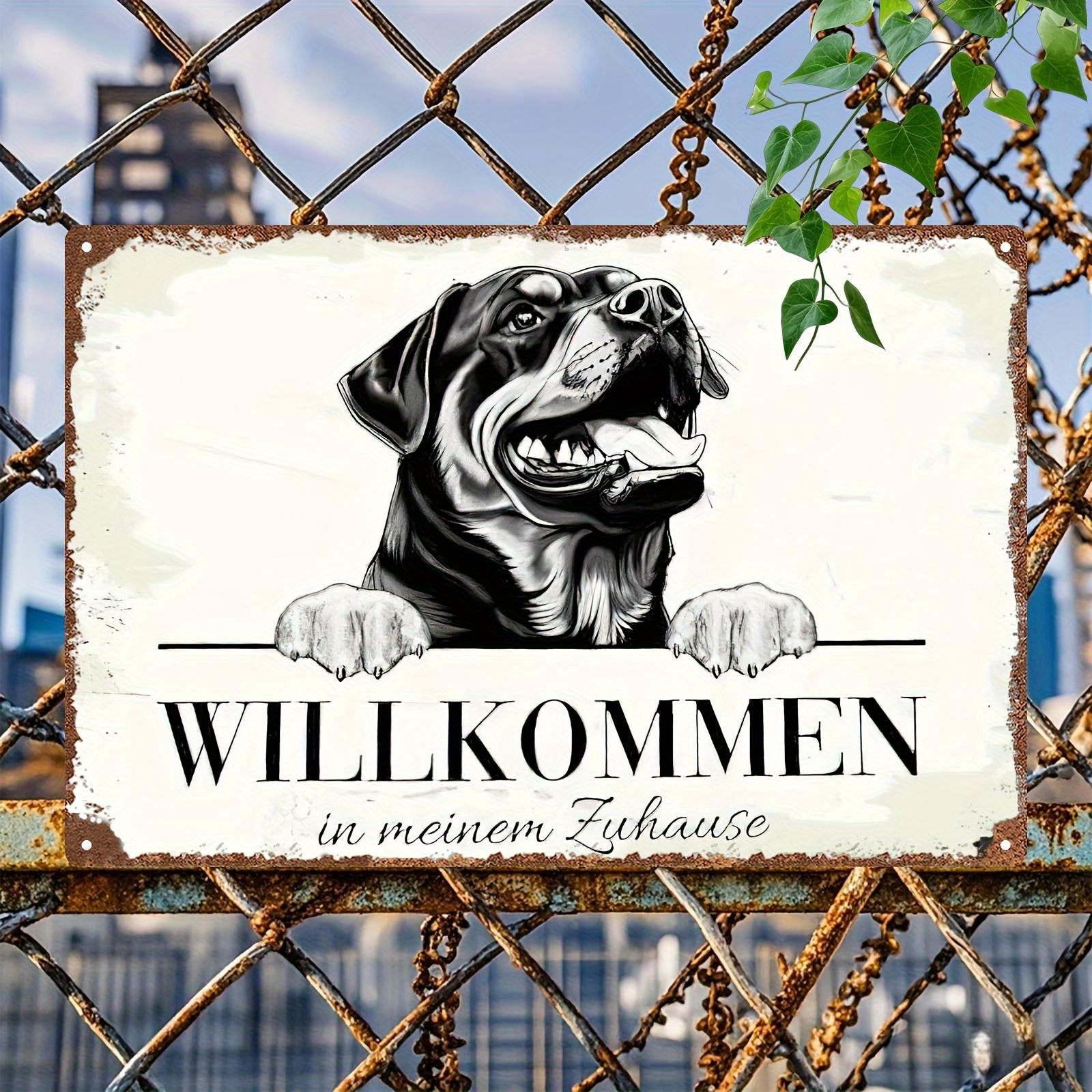 

Vintage Rottweiler Welcome Tin Sign Rustic Metal Wall Decor with Willkommen in Meinem Zuhause Design Perfect for Home C 20x30cm（7.8x11.8inch）