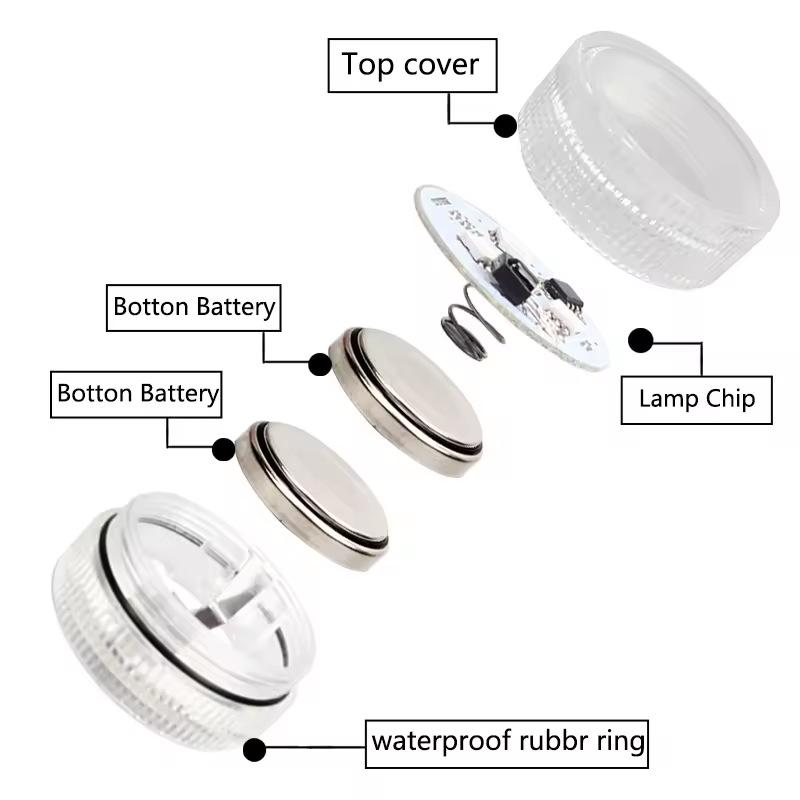 Seven-Color Waterproof Underwater LED Light: Perfect for Pools, Diving, Ice Buckets, Vases, Fish Tanks, and Landscapes.