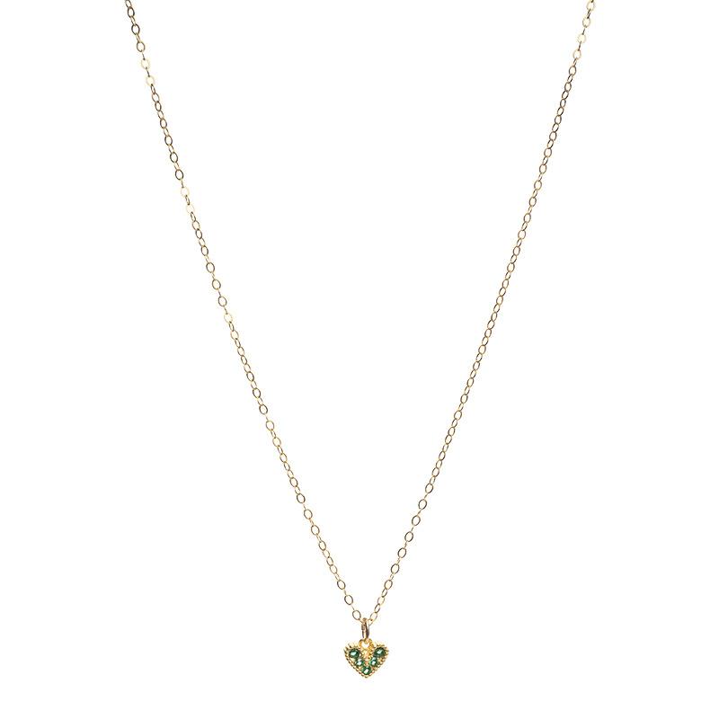 S925 Sterling Silver Emerald Love Heart Choker Necklace Pendant for Women 14K Gold Plated Necklaces Wedding Party Jewelry Gift