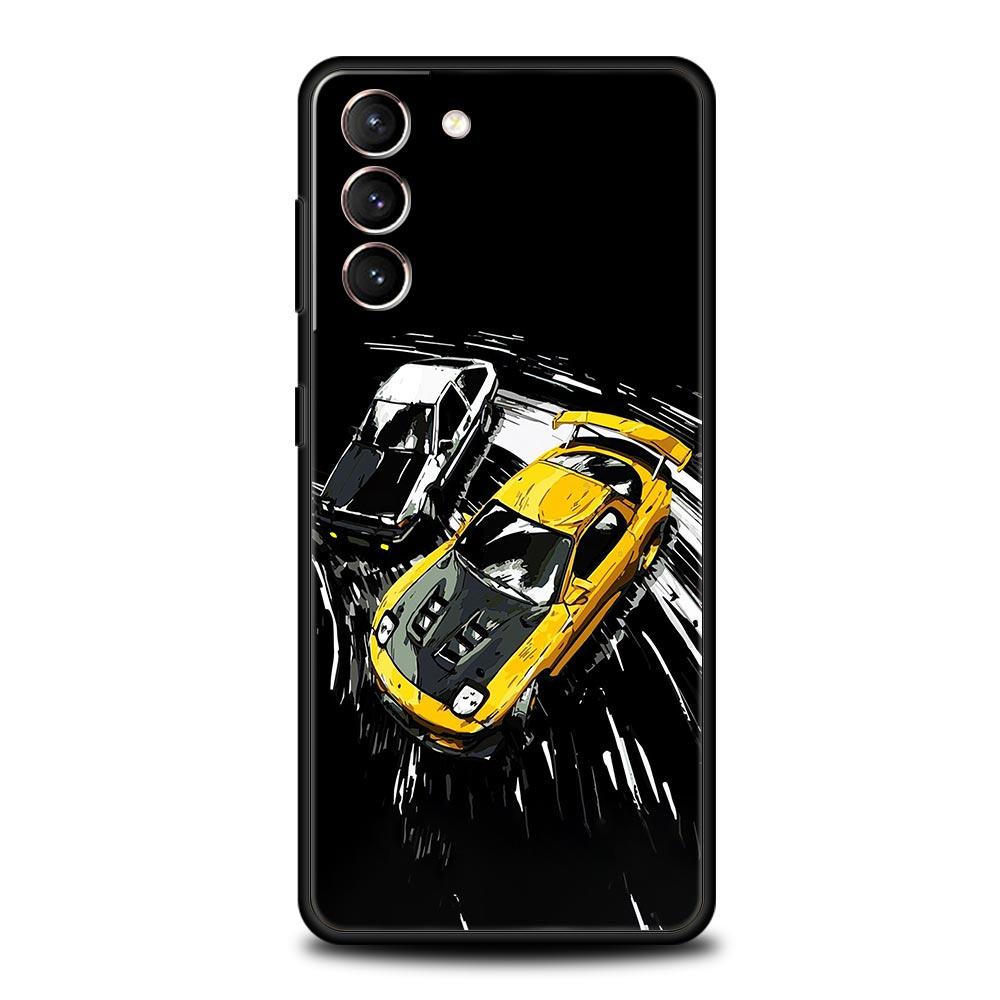 JDM Tokyo Drift Sportwagen Lampe Handyhülle Für Samsung Galaxy S23 Ultra S22 S21 S20 FE 5G S10 S10E S9 S8 Plus Note 20 Weiche Hülle