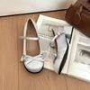 White Mary Jane Shoes Women's 2025 New Spring Versatile Bow French Shallow Mouth Single Shoes College Style Small Leather Shoes