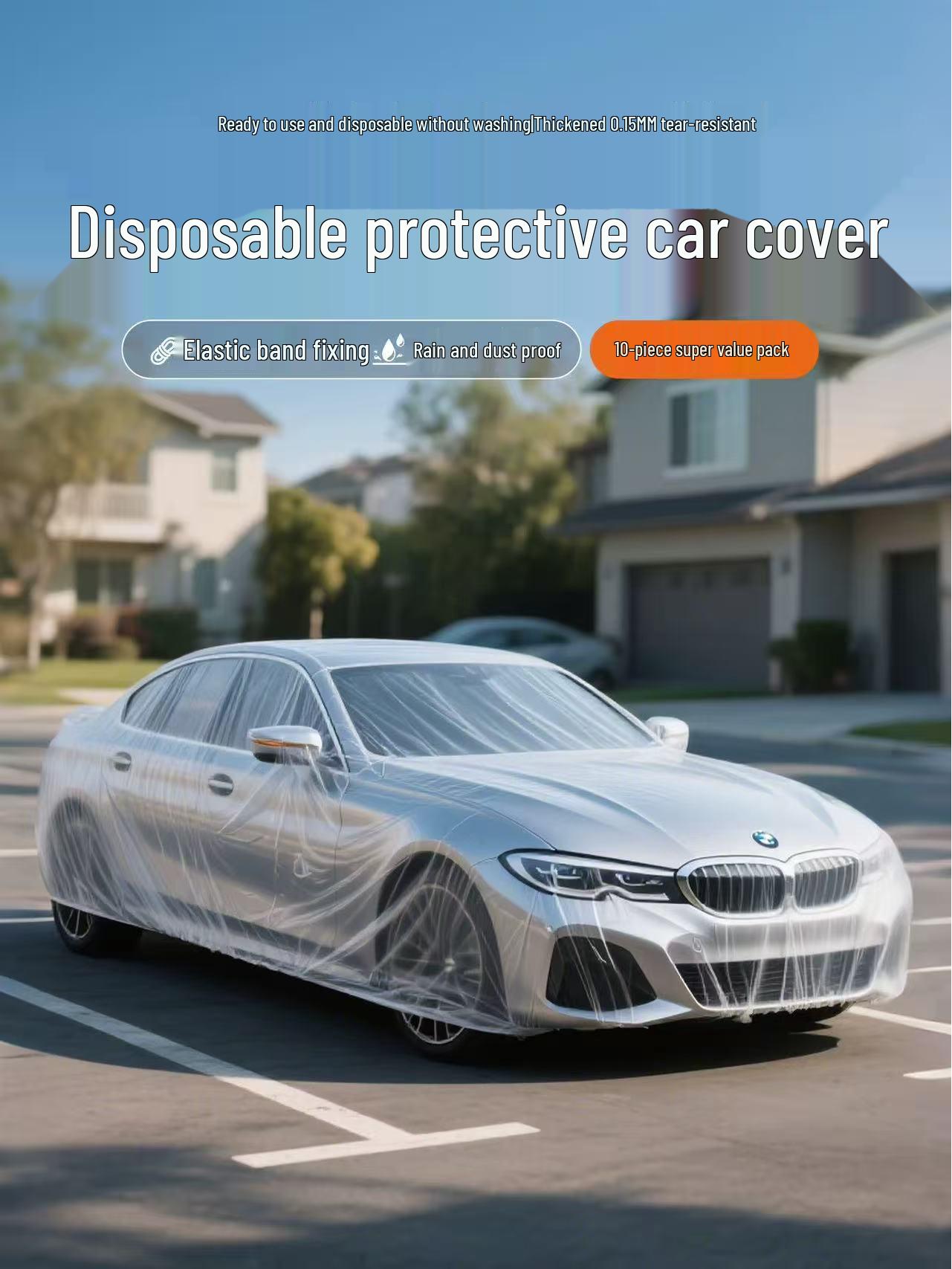 

Rainproof Disposable Car Dust Cover: Anti-Fouling, Anti-Bird Droppings, Thickened Dustproof Film 3.5m x 5.5m - Mini Compact Cars