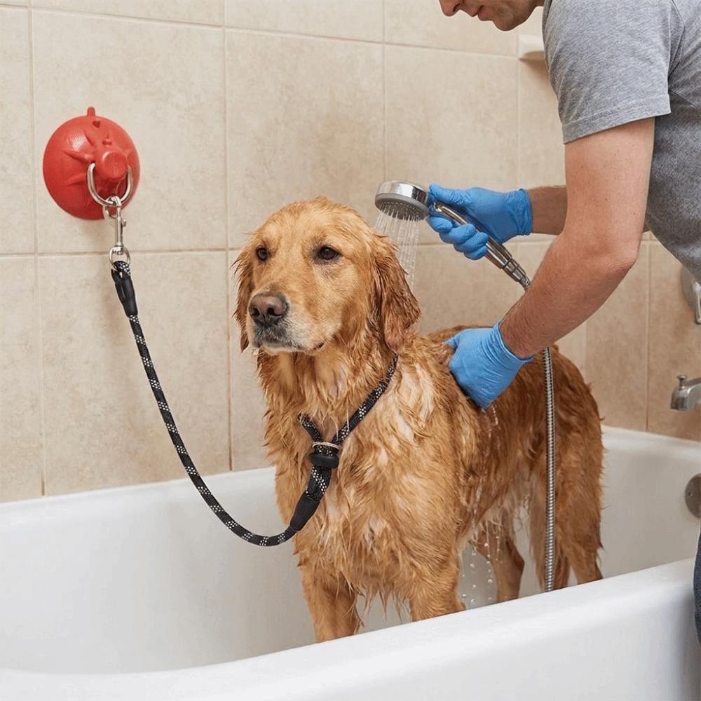 Suction Cup Dog Bathing Tether Adjustable Dog Bathing Fixer Pet Shower Fixed Collar for Cats Dogs