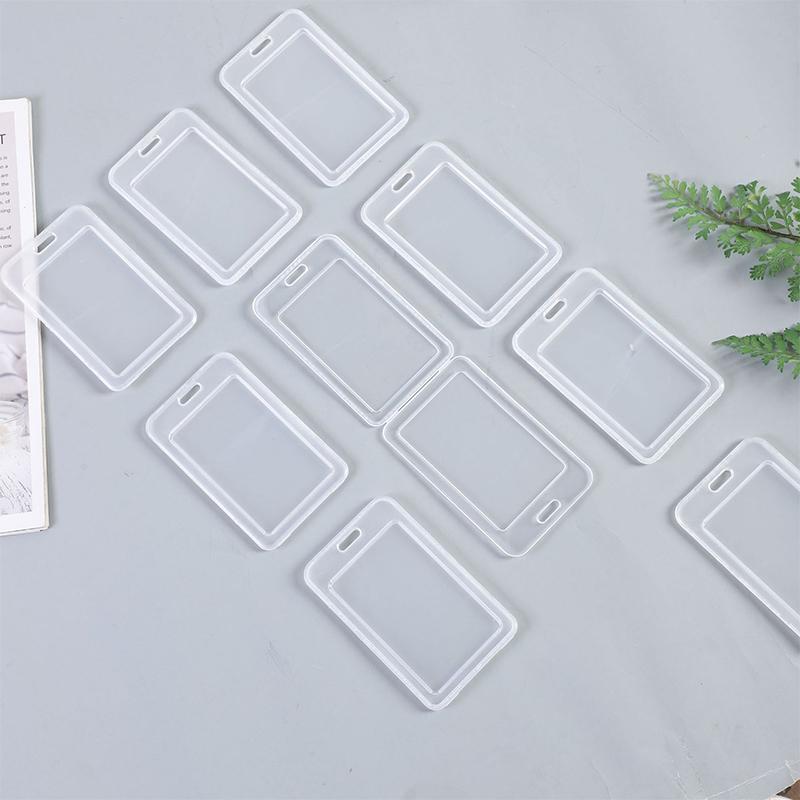 10Pcs New Plastic Card Sleeves With Lanyard Transparent Id Card Protective Cover Student Id Bus Card Holder