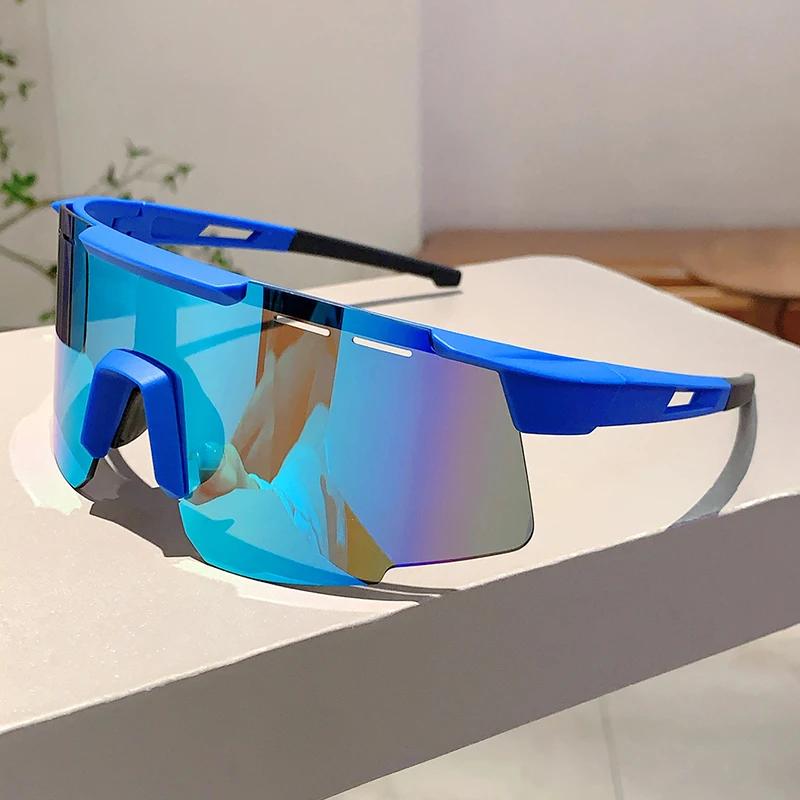Rimless Mirror Sports Goggle Men New Punk Wrapped Round Outdoor Cycling Shades Trendy Futuristic Anti-UV Sun Glasses