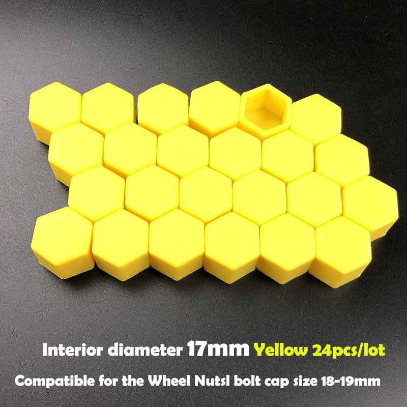 24pcs/package 17/19/21mm Silicone Hexagonal Socket Car Wheel Hub Screw Cover Nut Caps Bolt Rims Exterior Decoration Protection