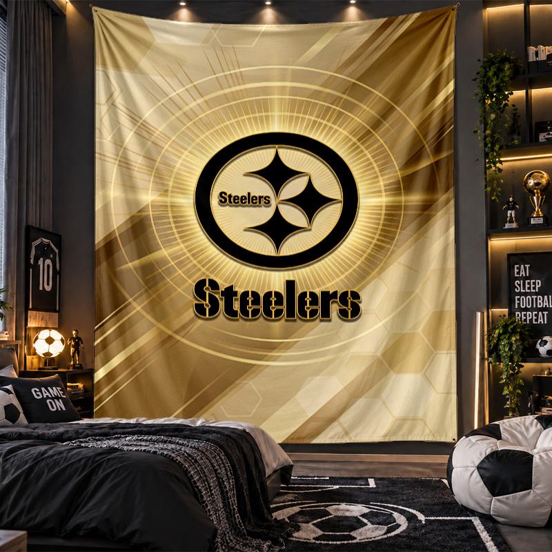 Wall Hanging Tapestry Pittsburgh Steelers Print Cloth for Living Room Bedroom Home Decor