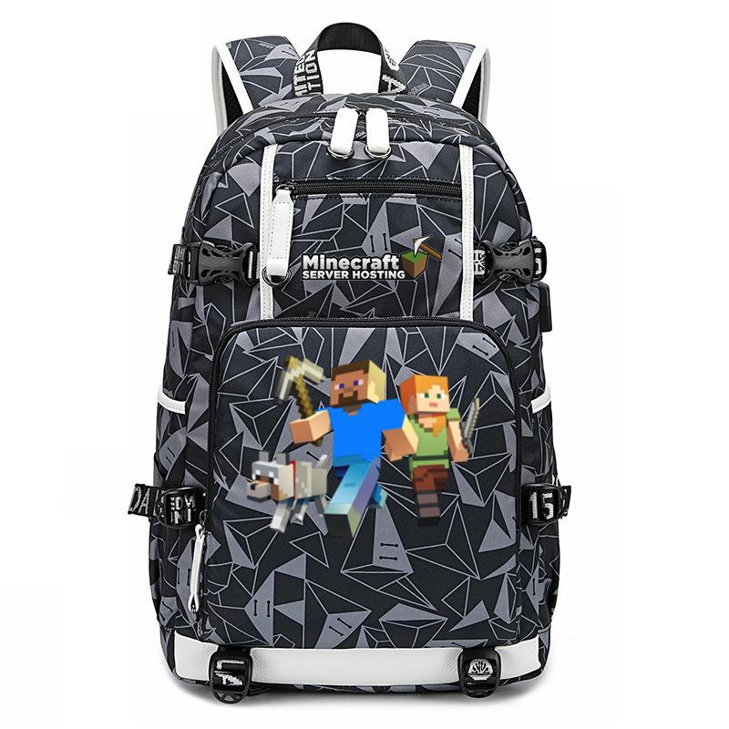 Hot Selling Minecraft Game Peripheral Printed Backpack Outdoor Large Capacity Travel Bag