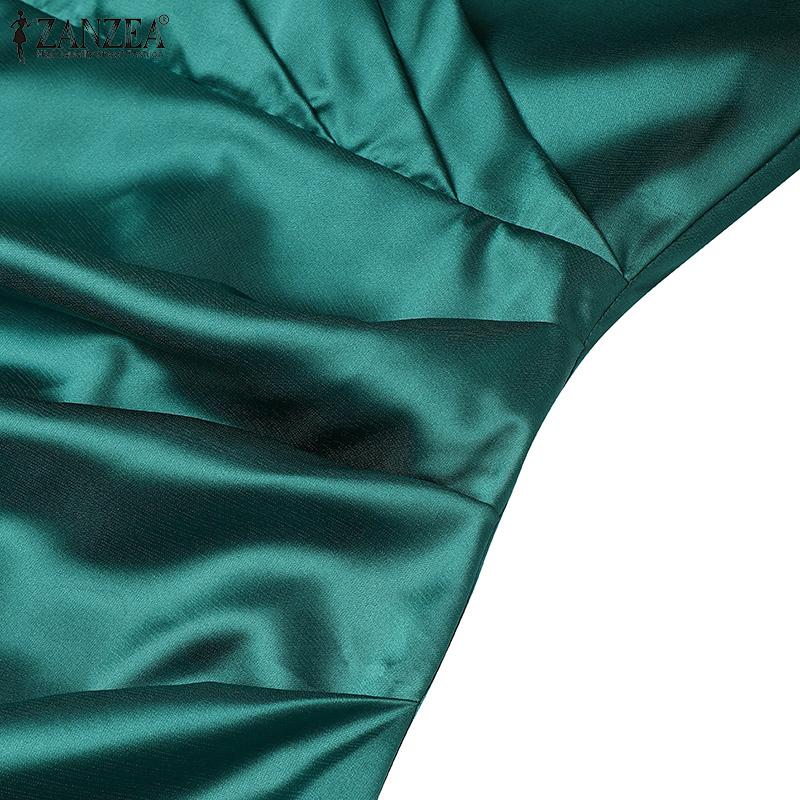 ZANZEA Damen Lässig V-Ausschnitt Sommer Ärmellos Träger Slipkleid