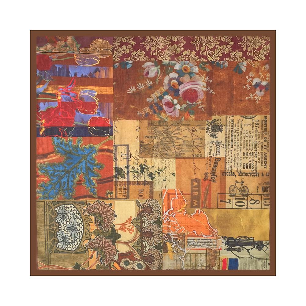 Oil Painting Retro Literary Silk Scarf Cotton Square Scarf Versatile Cashew Nut Silk Scarf 70 Square Scarf Elegant Decorative Waist Seal Belt Scarf
