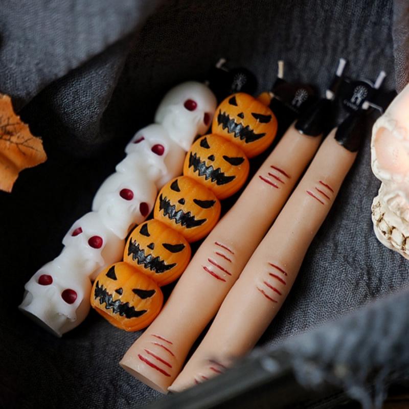 1pc Halloween Pumpkin Candle Finger Skull Head Scented Candle Party Decoration Ornament Gift Photography Prop