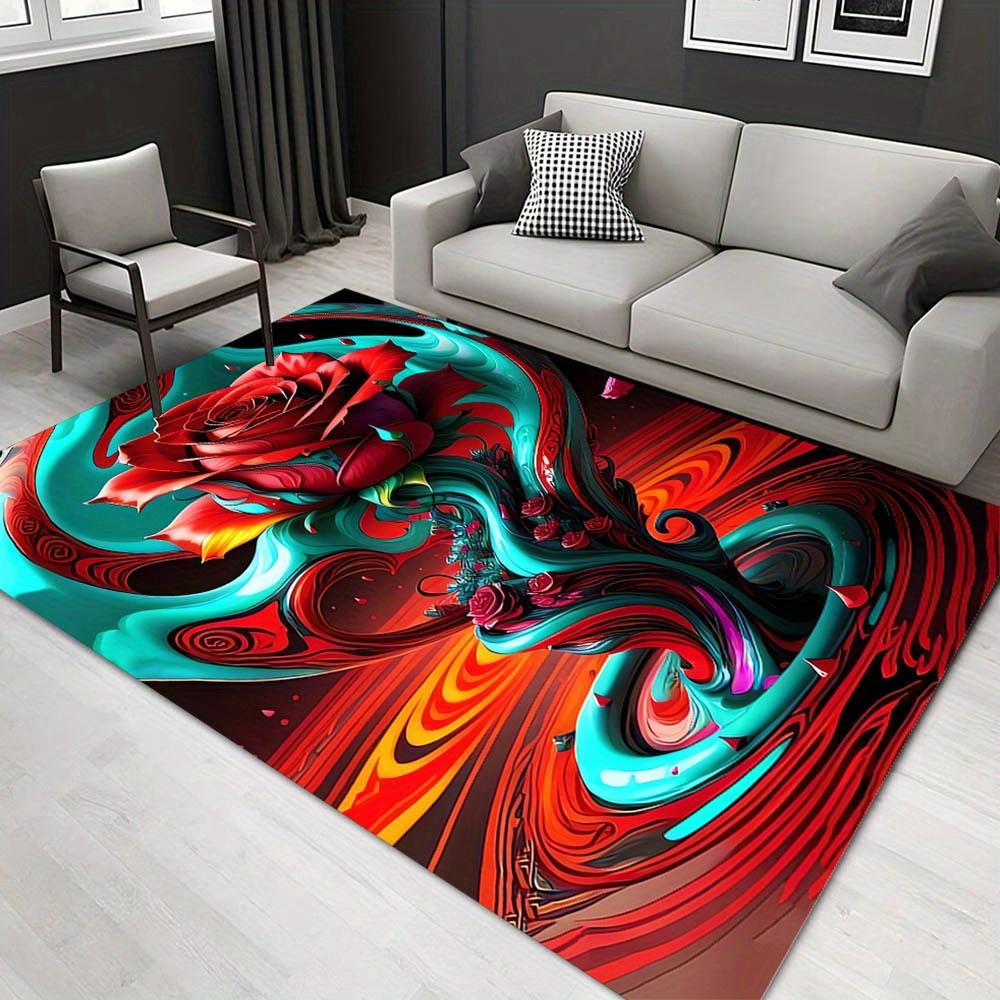 

1pc 1275494365Pattern Carpet, Area Rug For Living Room Bedroom Room Bed Chair Laundry Entryway Corridor Yard Non-slip Outdoor Camping Rug Fl 60cm by 90cm