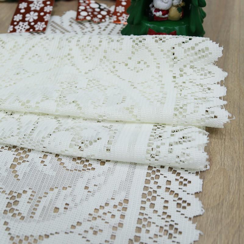 

Белая кружевная скатерть - современный простой обеденный стол, декоративное покрытие для журнального столика, тумбы под телевизор, кухни и столовой - льняная скатерть 33*91 бежевый