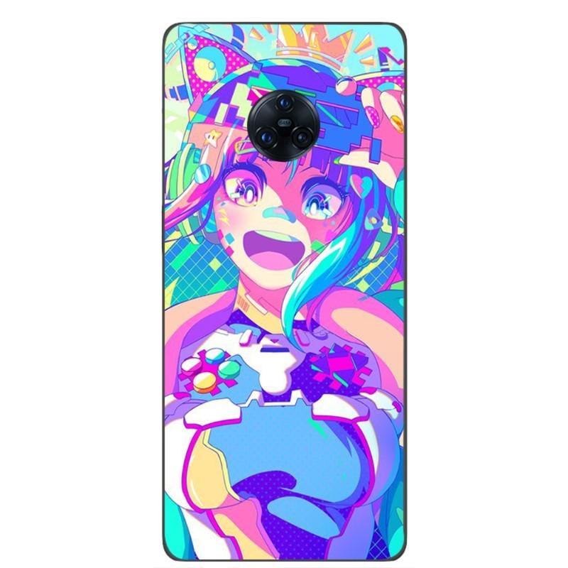 Vaporwave Glitch Neon Anime Girl Phone Case For VIVO Y95 Y93 Y31 Y20 V19 V17 V15 Pro X60 NEX Soft Black Phone Cover
