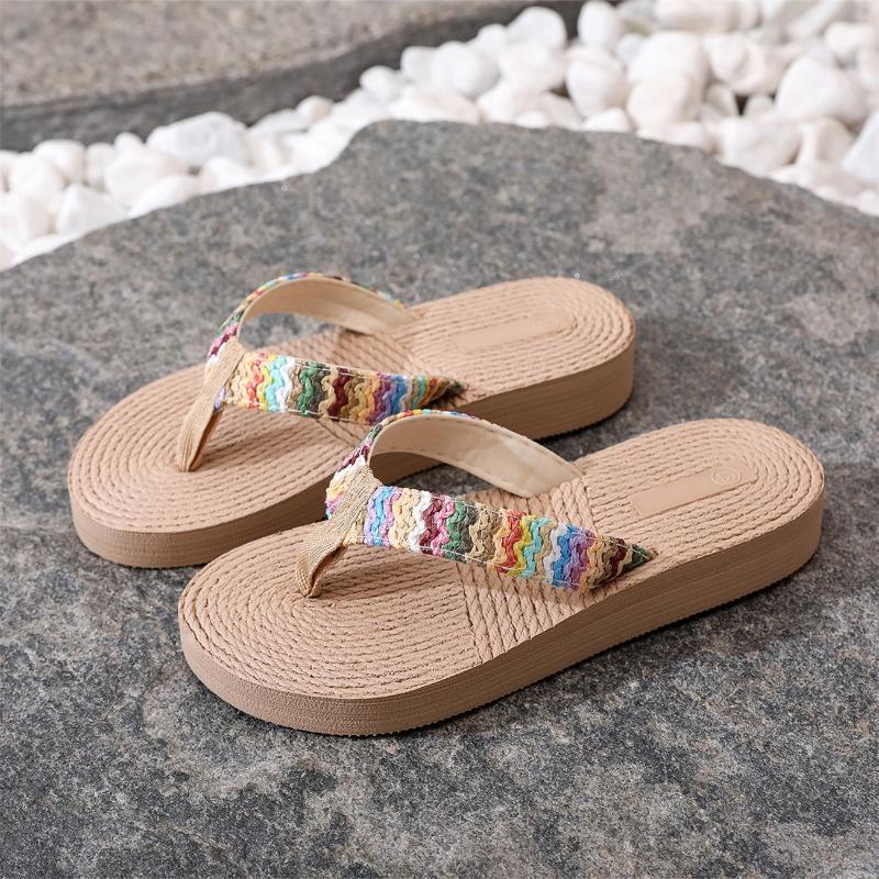 Fashion Hot Sale Womens Slippers Non Slip Platform Womens Shoes Ethnic Style Beach Shoes Fashion Flip Flop Sandals for Women Lightweight