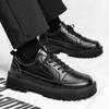 Fashion Men Low-top Small Leather Shoes Comfortable Breathable Waterproof Small Black Shoe Stain-resistant Non-slip Business Casual Shoe