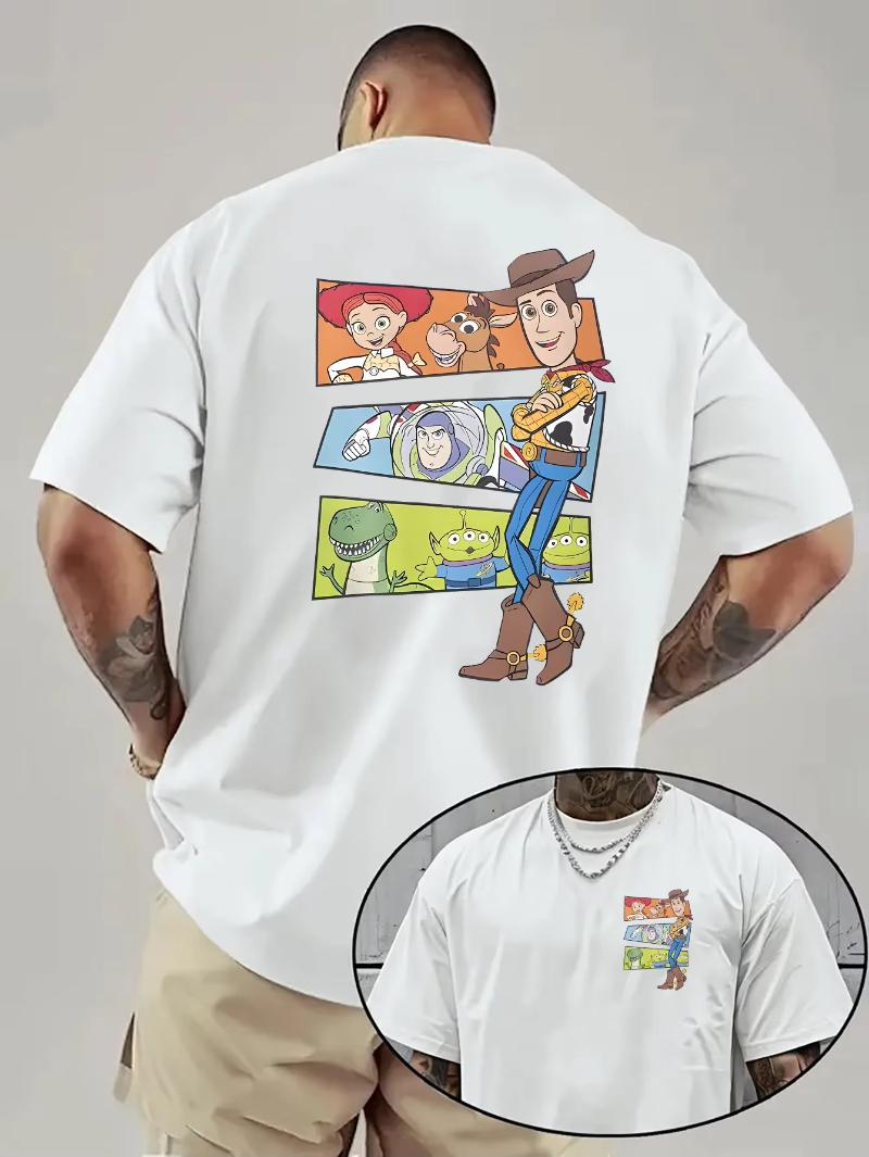 

Чоловіча футболка Disney Toy Story Вуді та Базз Лайтер - Вільна футболка з коротким рукавом, культовий принт, 100% бавовна, зручний топ S