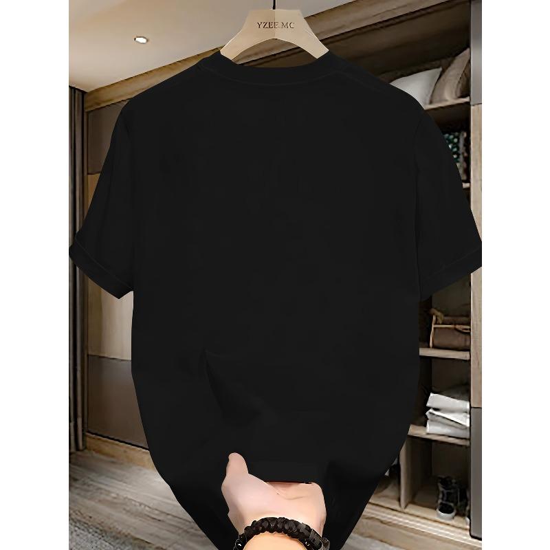 European sizes Men'S Casual Summer T-Shirt with Geometric "R" Print - Soft, Breathable, Round Neck, Perfect for Gym