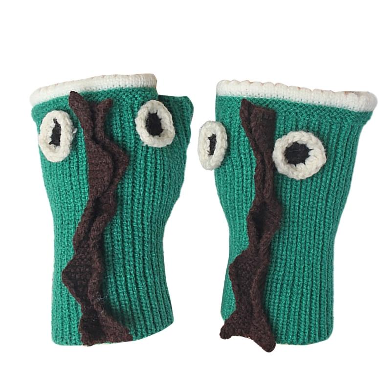 

Winter Knitted Dinosaur Shape Gloves Girls Boys Half Finger Gloves Thicken Outdoor Cycling Skiing Gloves Keep Warm