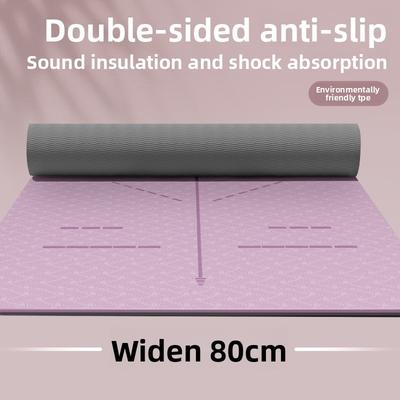 TPE Yoga Mat for Women with Shock Absorption, Silent, Non-slip, Thickened for Home Exercise, Dance and Fitness