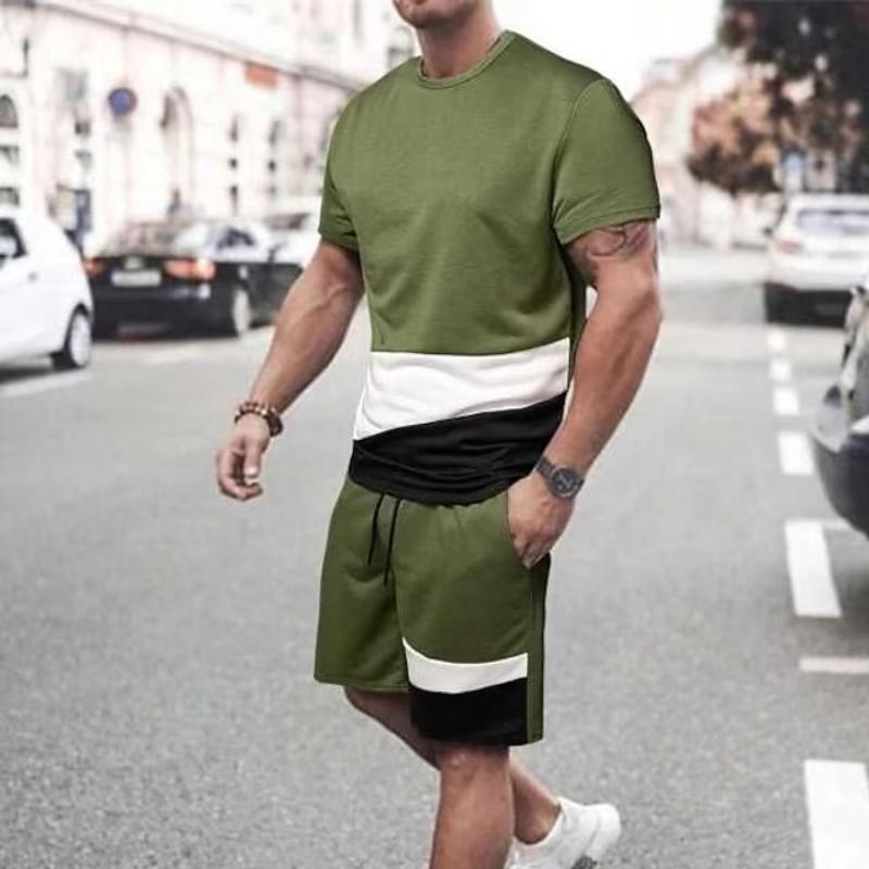 

Летняя модная мужская одежда, футболка с 3D принтом, костюмы с круглым вырезом и короткими рукавами, Ropa, сплошной цвет, графический дизайнер, 2 шт. 6XL