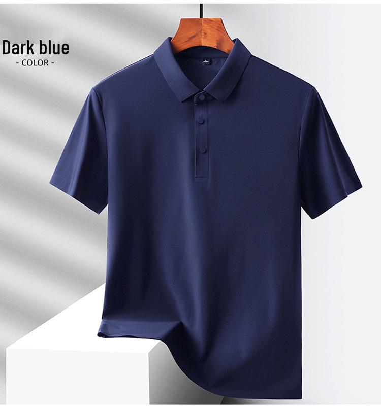 Custom Logo Quick-Dry Seamless Polo: Summer Ice Silk Cool Feel Lapel Short Sleeve Work Shirt