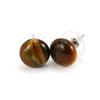 Tiktok Natural Semi-Precious Stone Crystal Tiger Stone Amethyst Bread Beads Stud Earrings Ball Earrings E45