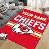 Custom Name,Kansas City Chiefs Home Sofa Decoration for Living Room & Bedroom, Non‑Slip Play Flannel Floor Mat for Game Room
