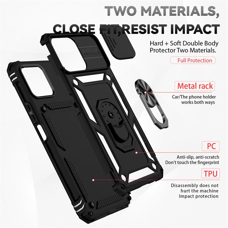 For Honor X8 Case 2022 Magnetic Holder Ring Phone Case For Huawei Honor X8 HonorX8 TFY-LX1 Camera Slide Lens Protect Back Cover