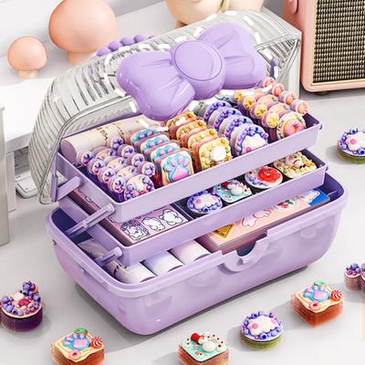 Hair Accessories Storage Box with Handle Large Capacity 3 Layers Design Dustproof Organizer Box Jewelry Hair Clips