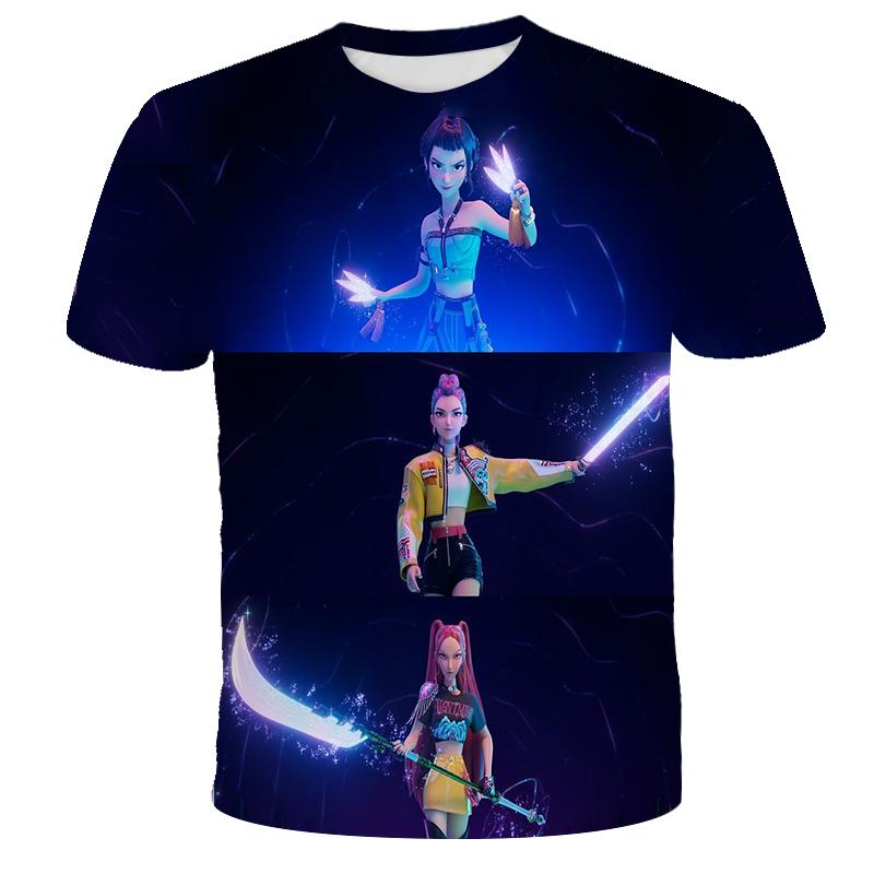 2025 Movie KPop Demon Hunters T-shirt Summer Short Sleeve Tee for Casual Loose Girl Boy Graphic Printed Tops