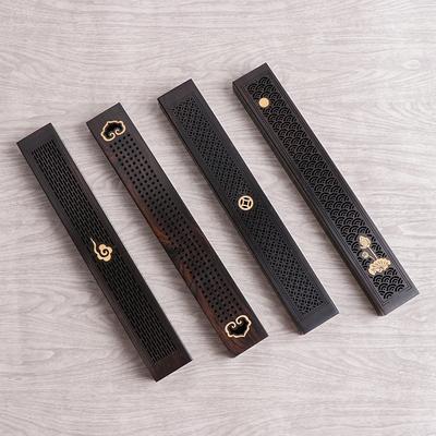 Creative Handmade Wood Aromatherapy Incense Stick Holder Hollow Incense Burner Wood Censer Box With Fireproof Pad Home Ornament