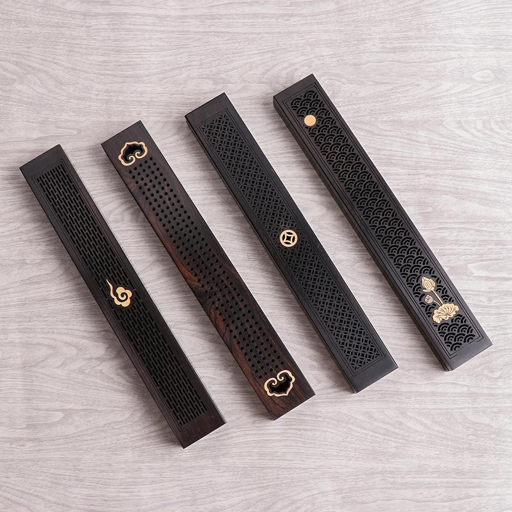 Kreativer Handgemachter Holz Aromatherapie Räucherstäbchenhalter Hohlräuchergefäß Holz Räuchergefäß Box Mit Feuersicherer Matte Heimdekoration