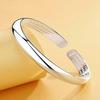 Gypsophila Heart Sutra Silver Open Bangle: Simple Women's Buddhist Bracelet