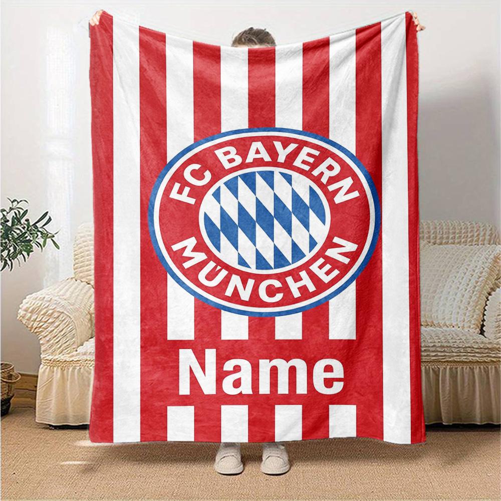 Custom Name Bayern Munich Theme Printed Blanket Perfect For Couch Bed Travel Outdoor Use Machine Washable Cozy Durable