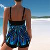 Women's Swimwear Tankini 2 Piece Swimsuit Blue Windmill Print Vacation Bathing Suits