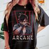 Arcane Vi Fashion Streetwear T-shirt for Men Women League of Legends Trending Clothes Jinx Anime Fans Gift Street Style Tshirts